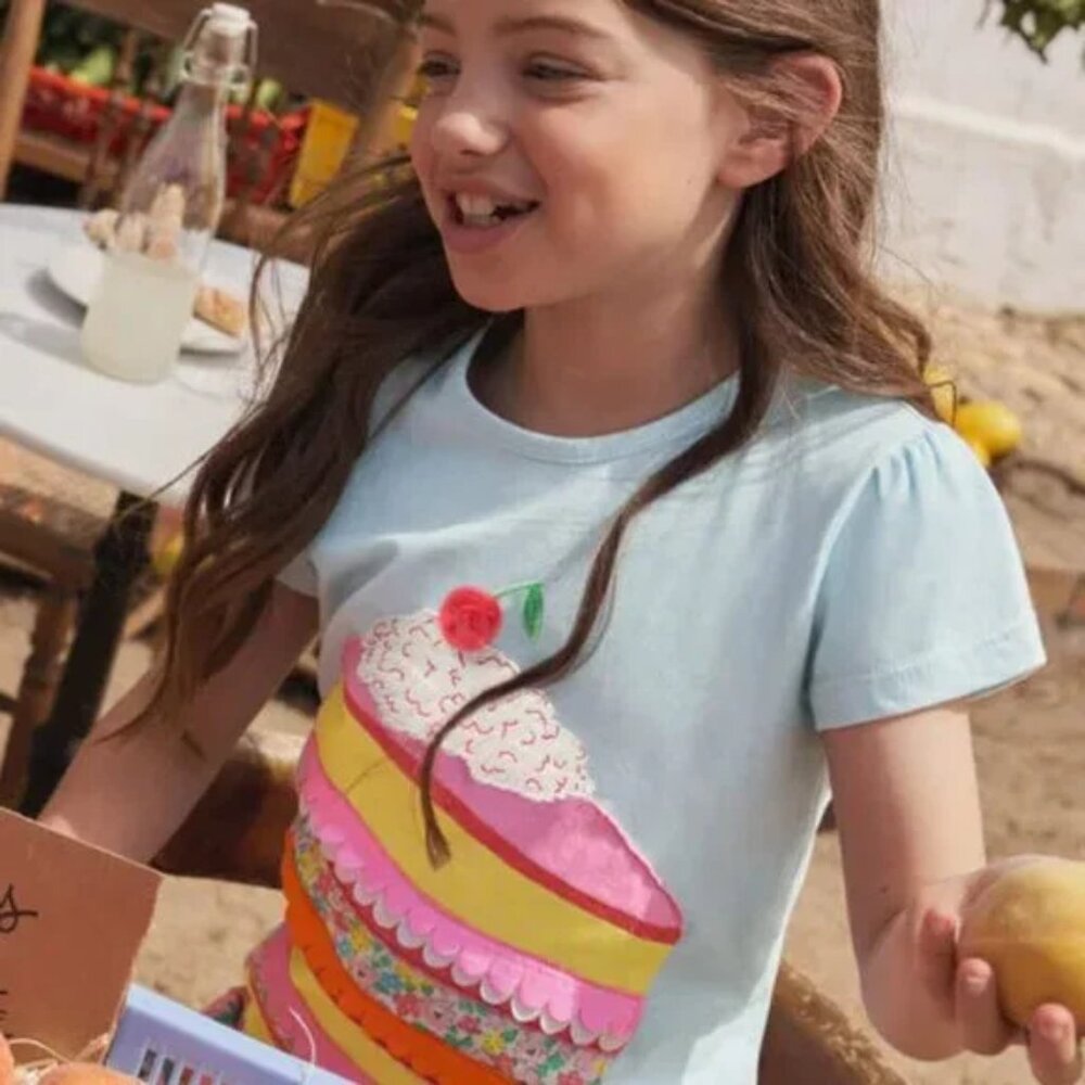 Mini Boden Cake Appliqué T-shirt-7-8Y/128 cm